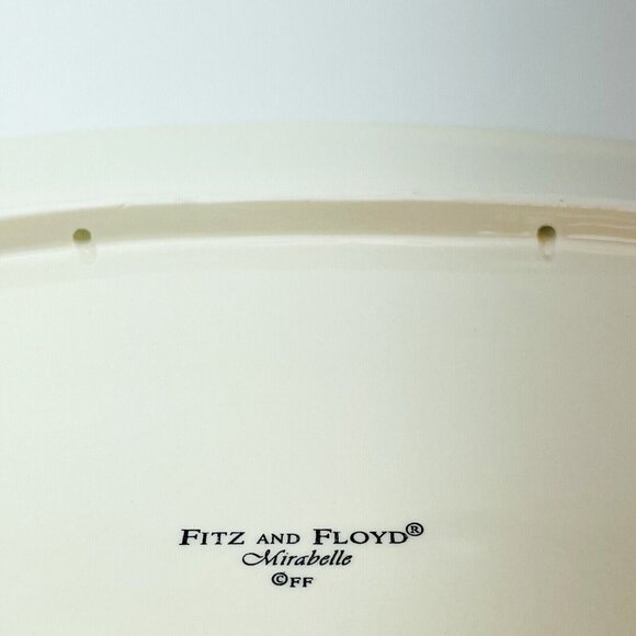 XL Fitz & Floyd Porcelain Oval Platter Embossed Mirabelle Pattern Blue Yellow - Picture 7 of 12